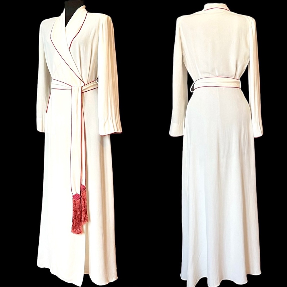 SOLD 1940s Robe Gown Vintage Bridal Wedding Night Luxurious Crepe Lingerie Tula - Picture 2 of 10